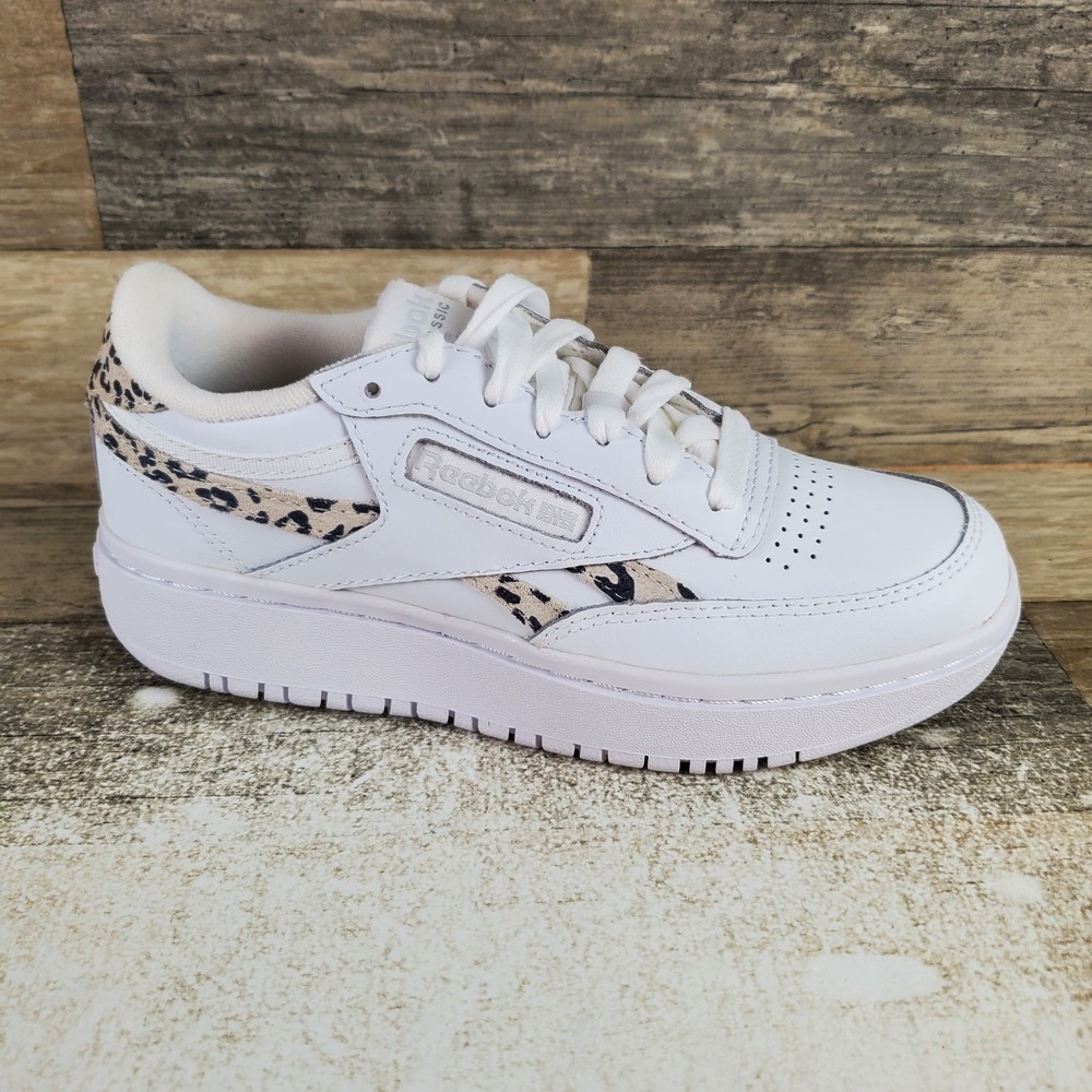 Reebok Club C Double Revenge Womens Shoes Sz 5.5 White Black Pure Gray Sneakers